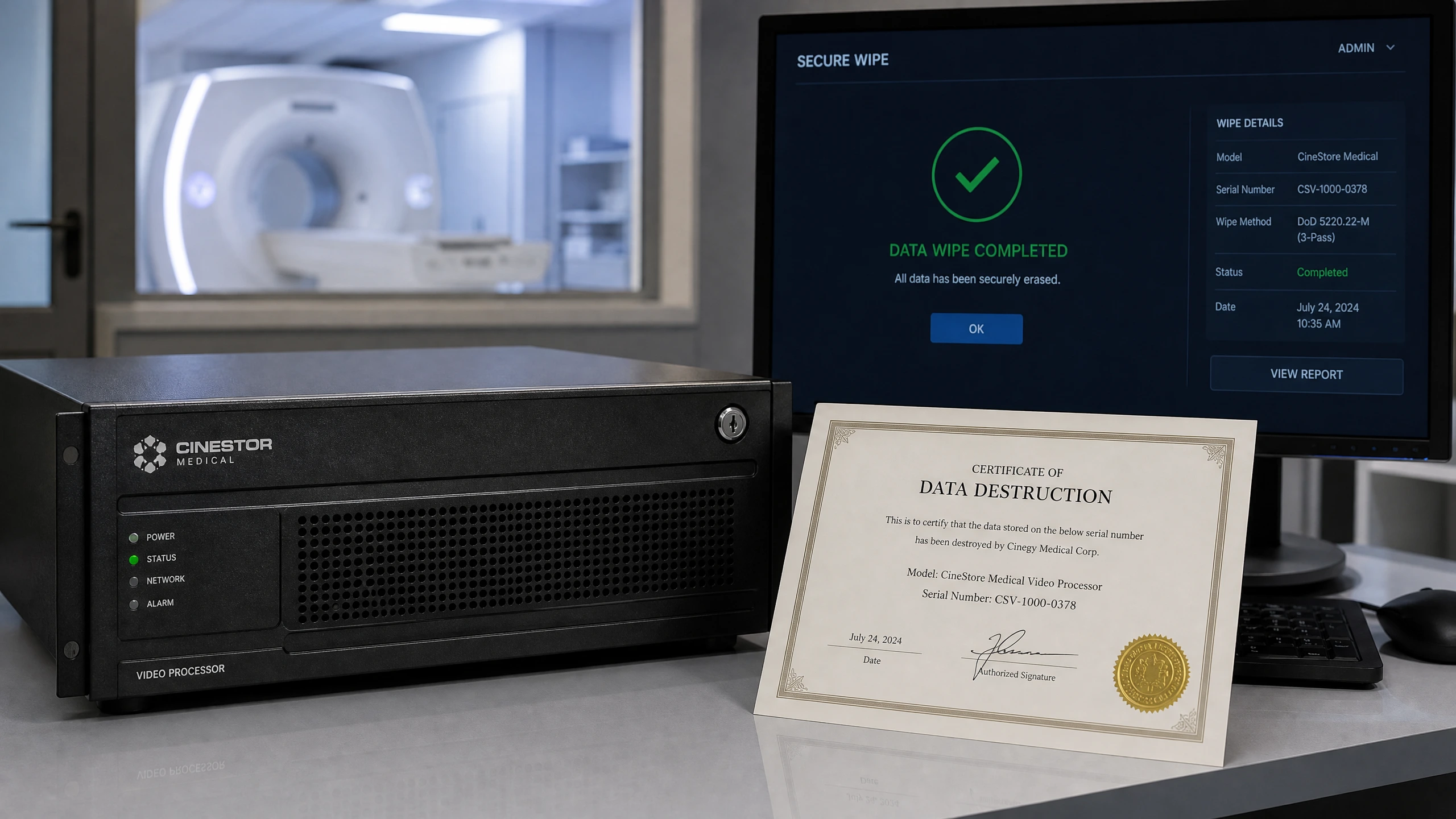certified data destruction certificate colonoscopy equipment disposal